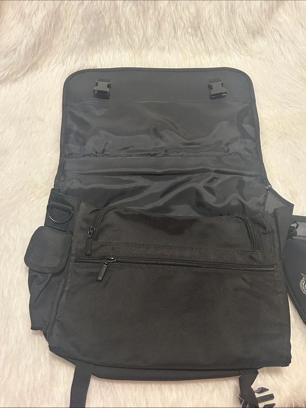 Harley-Davidson Black Messenger Bag with Embroidered Winged Logo